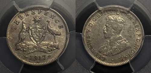 1917年 M スリーペンス 3d オーストラリア PCGS XF45 EF #2107