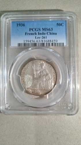 フランス領インドシナ - 1936年 50セント PCGS MS63
