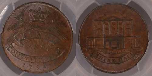 イギリス 1794年 タカ 1/2D ハーフペニー エセックス チェルムズフォード DH-5e PCGS MS62BN UNC
