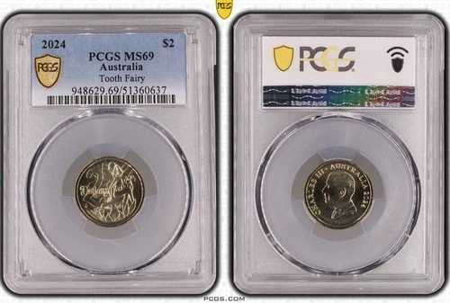 2024年 オーストラリア 2ドル 歯の妖精コイン PCGS グレード MS69