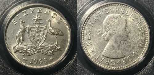 1963年 (m) プルーフ シックスペンス 6d オーストラリア PCGS PR66 GEM UNC #1331