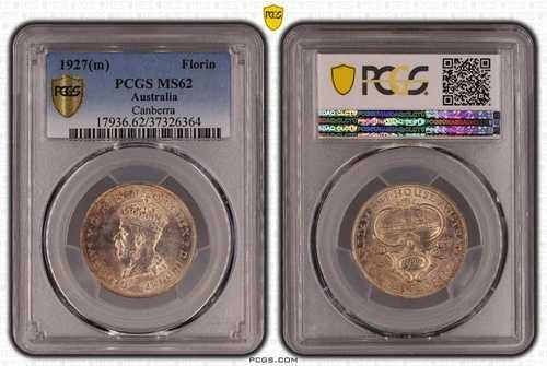1927年 キャンベラ オーストラリア フローリン コイン PCGS グレード MS62