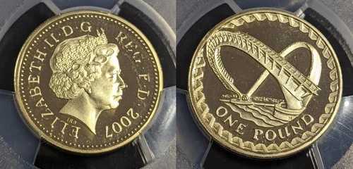 イギリス 2007年 プルーフポンド ?1 ゲーツヘッドブリッジ S-J21 PCGS PR68DCAM FDC #2790