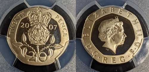 イギリス 2007年 プルーフ 20ペンス 20ペンス S-G3 PCGS PR69DCAM FDC UNC #2980