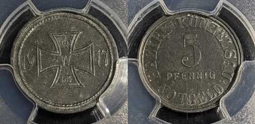 ウェストファーレン 1917 5 フェニヒ ノットゲルト キュンツェルザウ PCGS MS63 CHOICE UNC Funck 263.1 62,920円