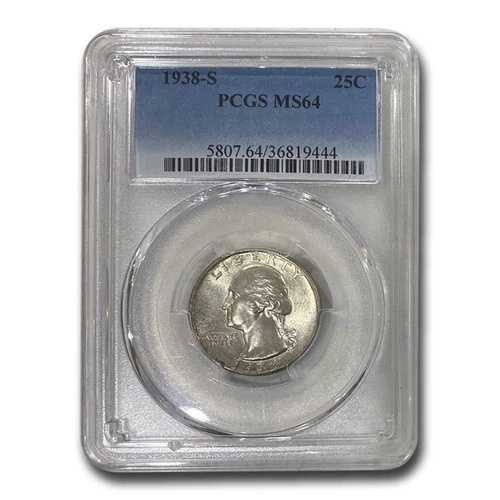 1938-S ワシントン クォーター MS-64 PCGS