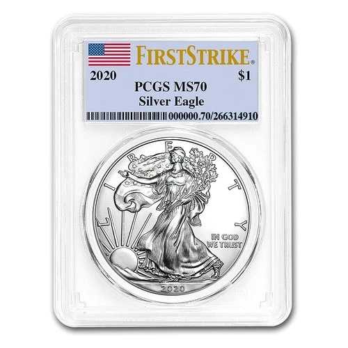 2020年 1ドル アメリカン シルバー イーグル MS70 PCGS - ファーストストライク 50,820円