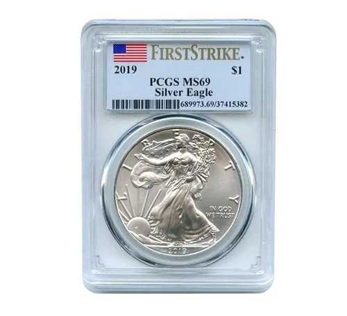 2019年 1ドル アメリカン シルバー イーグル MS69 PCGS - ファーストストライク 50,820円