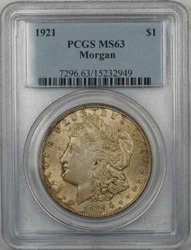 1921年 モルガン シルバードル 1ドルコイン PCGS MS-63 トーン (BR-27 I)