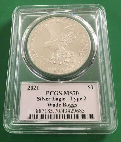 ウェイド・ボッグス 2021年 1ドル US シルバーイーグル T2 ASE PCGS/PSA MS70 レジェンドライフオート