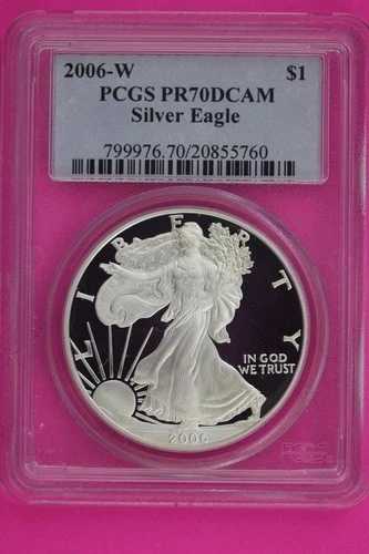 2006 W PR 70 シルバー アメリカンイーグル PCGS 認定グレード 本物スラブ 1337