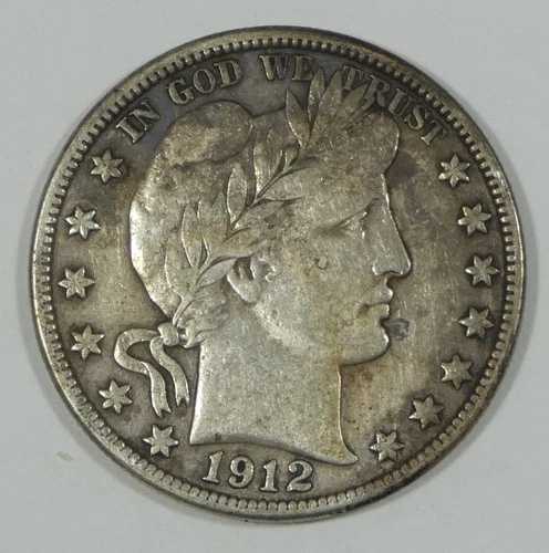 1912-D バーバー ハーフダラー 非常に良好な銀貨 50セント