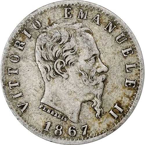 [#1211412] イタリア、ヴィットリオ エマヌエーレ 2 世、20 チェンテシミ、1867 年、トリノ、銀、VF
