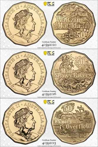 2020年 バンジョー・パターソン 50セント UNC コイン 3枚セット PCGS鑑定済み