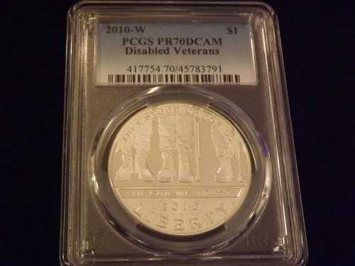 2010-P $1 障害退役軍人 PCGS PR 70 DCAM シルバー
