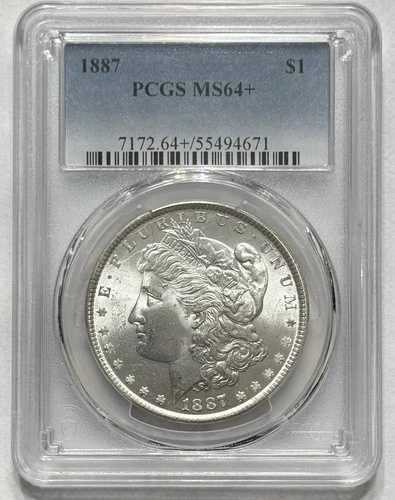 モルガン銀貨 1887年 PCGS MS 64+ 未流通 90%銀 1ドル硬貨
