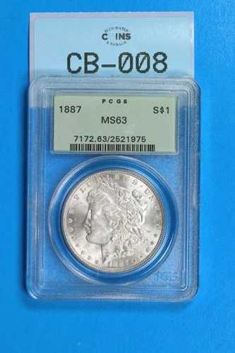 1887年 1ドル モーガン銀貨 PCGS MS63 OGHタイプコイン CB-008