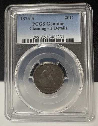 1875-S 着席自由の女神像 20セント硬貨 トーン PCGS F 詳細クリーニング済み 53,460円