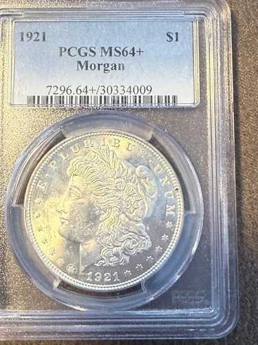 1921年 1ドル モルガン銀貨 PCGS MS 64+ 光沢、非常に鮮明なレリーフ