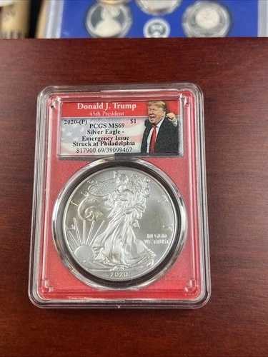 2020年 (P) シルバーイーグル ドナルド・トランプ PCGS MS69 フィラデルフィアで緊急事態発生