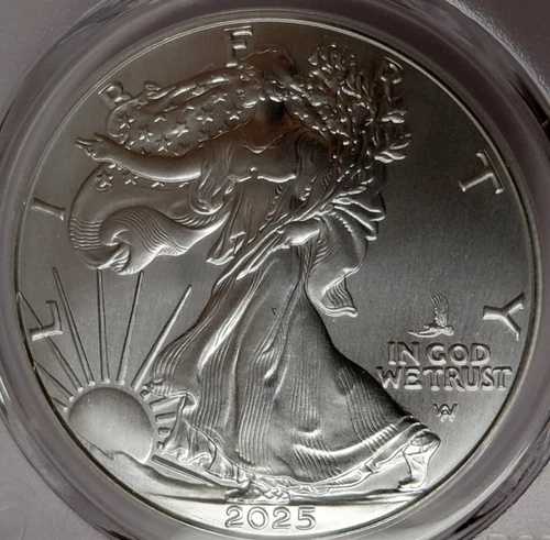 2025年 (P) 1ドル アメリカン シルバー イーグル スター プリヴィ PCGS MS70 FS フラッグラベル