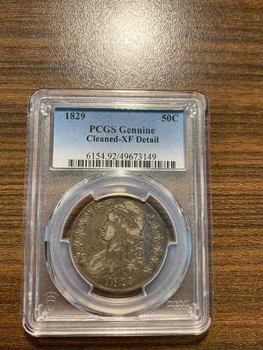 1829-P キャップドバスト シルバー ハーフ 50C PCGS 純正 XF ディテール タイプ 1、文字入りエッジ