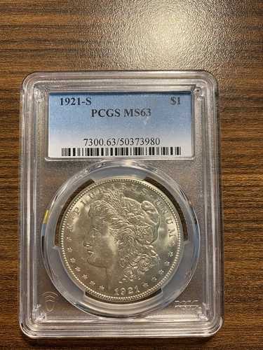 1921-S モルガン銀貨 $1 PCGS ミントステート 63 MS 63