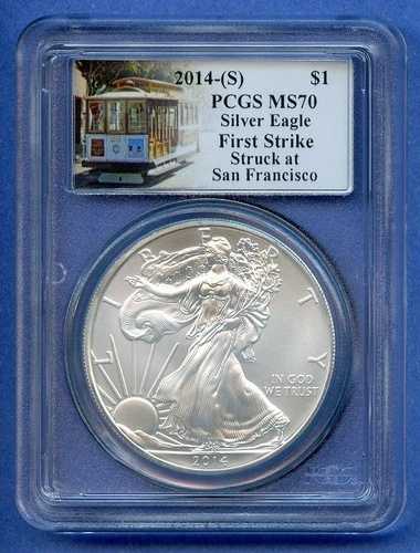 2014 S PCGS MS70 ASE 1オンス アメリカンシルバーイーグル $1 米国造幣局 ファーストストライクコイン