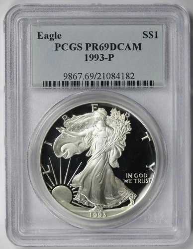 1993-P アメリカン シルバー イーグル 1 ドル プルーフ PR 69 DCAM PCGS 53,460円