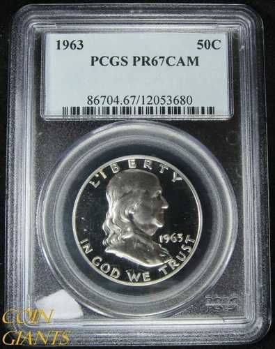 1963年 フランクリン ハーフダラー PCGS PR67 CAM カメオ GEM PF プルーフコイン ミラー ゴージャス