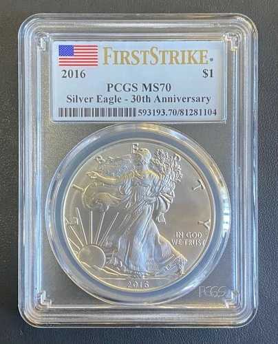2016年 1ドル アメリカン シルバー イーグル PCGS MS-70 ファーストストライク ラベル 30周年記念