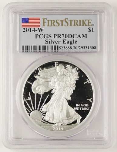2014年 W アメリカン 1オンス シルバー イーグル プルーフコイン $1 PCGS PR70 ディープ CAM ファーストストライク