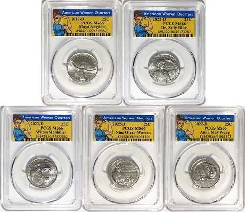 2022 D アメリカン・ウーマン・クォーター 5枚セット PCGS MS 66 ロージー・ラベル