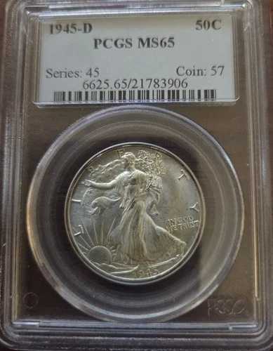 1945-D ウォーキング・リバティ・ハーフダラー PCGS MS 65