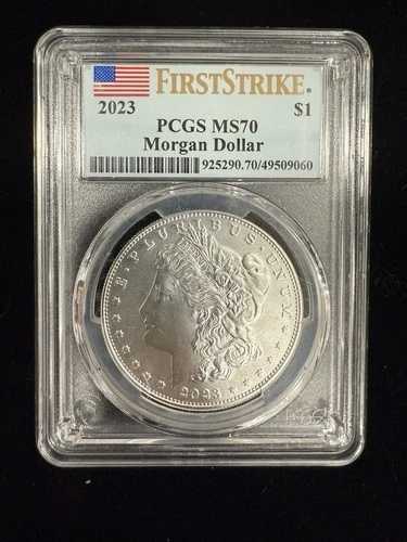 2023年 1ドル モルガン銀貨 PCGS MS70 FDOI 旗ラベル
