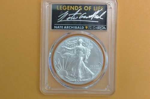 2021年 1ドル アメリカン シルバー イーグル 1オンス PCGS MS70 ネイト・アーチボルド T2 初回生産