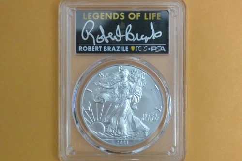 2021年 1ドル アメリカン シルバー イーグル 1オンス PCGS MS70 ロバート・ブラジル T2