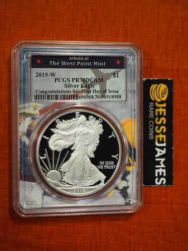 2019 W プルーフ シルバー イーグル PCGS PR70 FDI お祝いセット ウェストポイント取得者
