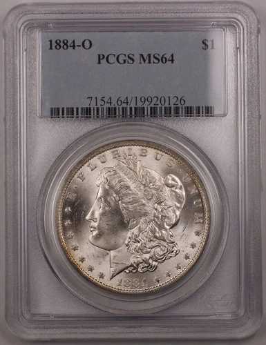 1884-O 米国モルガン銀貨 $1 PCGS MS-64 縁が薄く変色 BR3 B