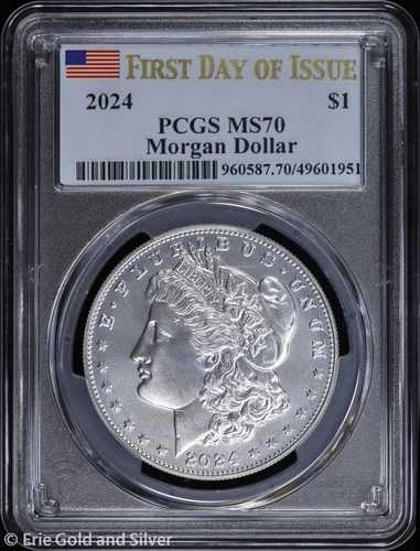 2024年 1ドル モルガン銀貨 PCGS MS 70 | FDOI 未流通 UNC BU