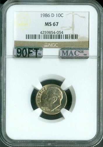 1986年 D ルーズベルト ダイム NGC MS67 MAC 90フィート 新品同様??