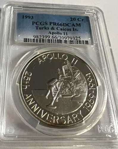 1993年 20クラウン タークス・カイコス諸島 アポロ11号 PCGS PR66 DCAM-ゴージャスコイン