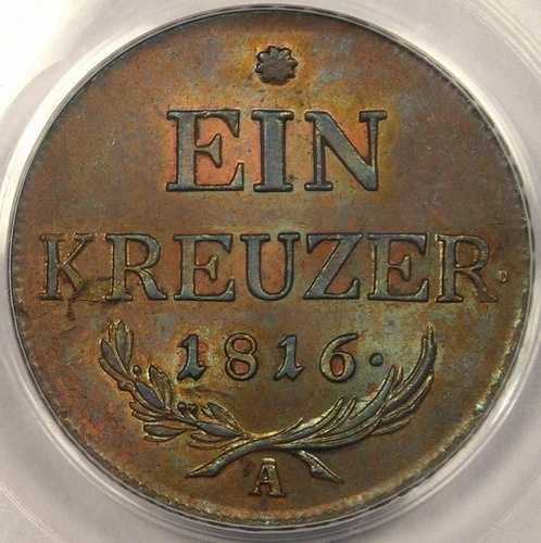 1816-A オーストリア クロイツァー - PCGS MS64 - レア BU コイン!