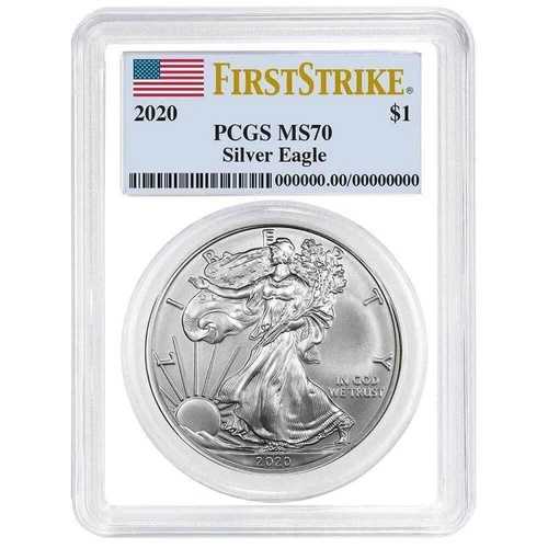コイン 2020 $1 ASE Am シルバーイーグル PCGS MS70 ファーストストライク フラッグラベル