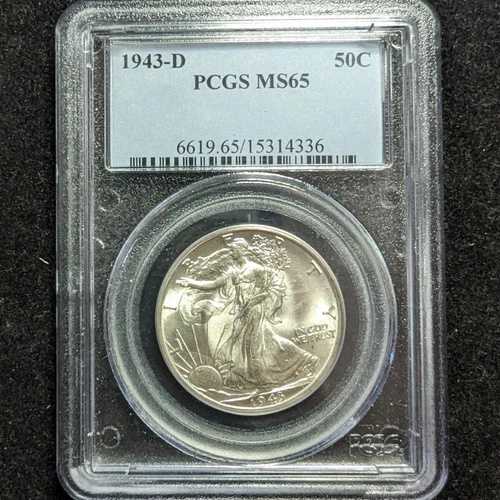 1943-D 50セント銀貨 PCGS MS65 6619.65 15314336