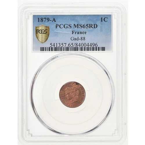 [#874951] コイン、フランス、セレ、サンティム、1879、パリ、PCGS、MS65RD、MS(65-70)、Br