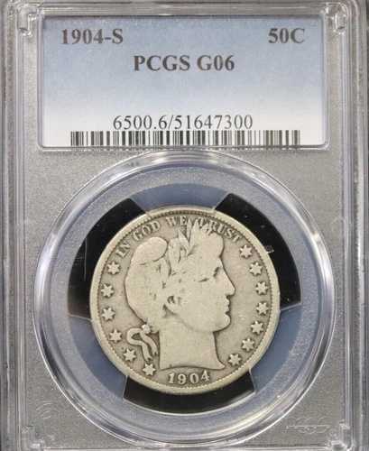 1904-S バーバー シルバー ハーフドル ベターデート PCGS G06 実物コイン #H312