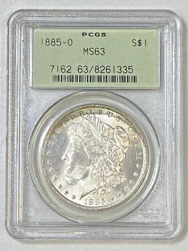 1885年製 モルガン銀貨 1ドル。銀90%。PCGS MS63 KM#110