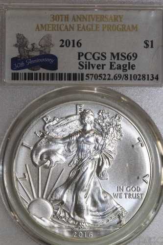 2016年 アメリカン シルバー イーグル PCGS MS69 30周年記念ホルダー (81028134)
