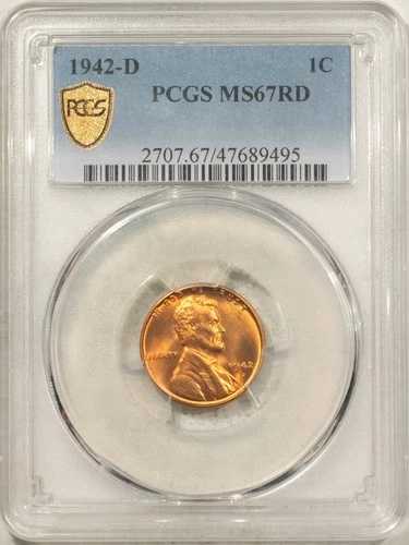 1942-D リンカーン セント - PCGS MS-67 RD、素晴らしい逸品! 54,120円